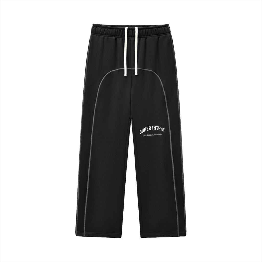 "SOBER INTENT" CONTRAST STITCH SWEATPANTS