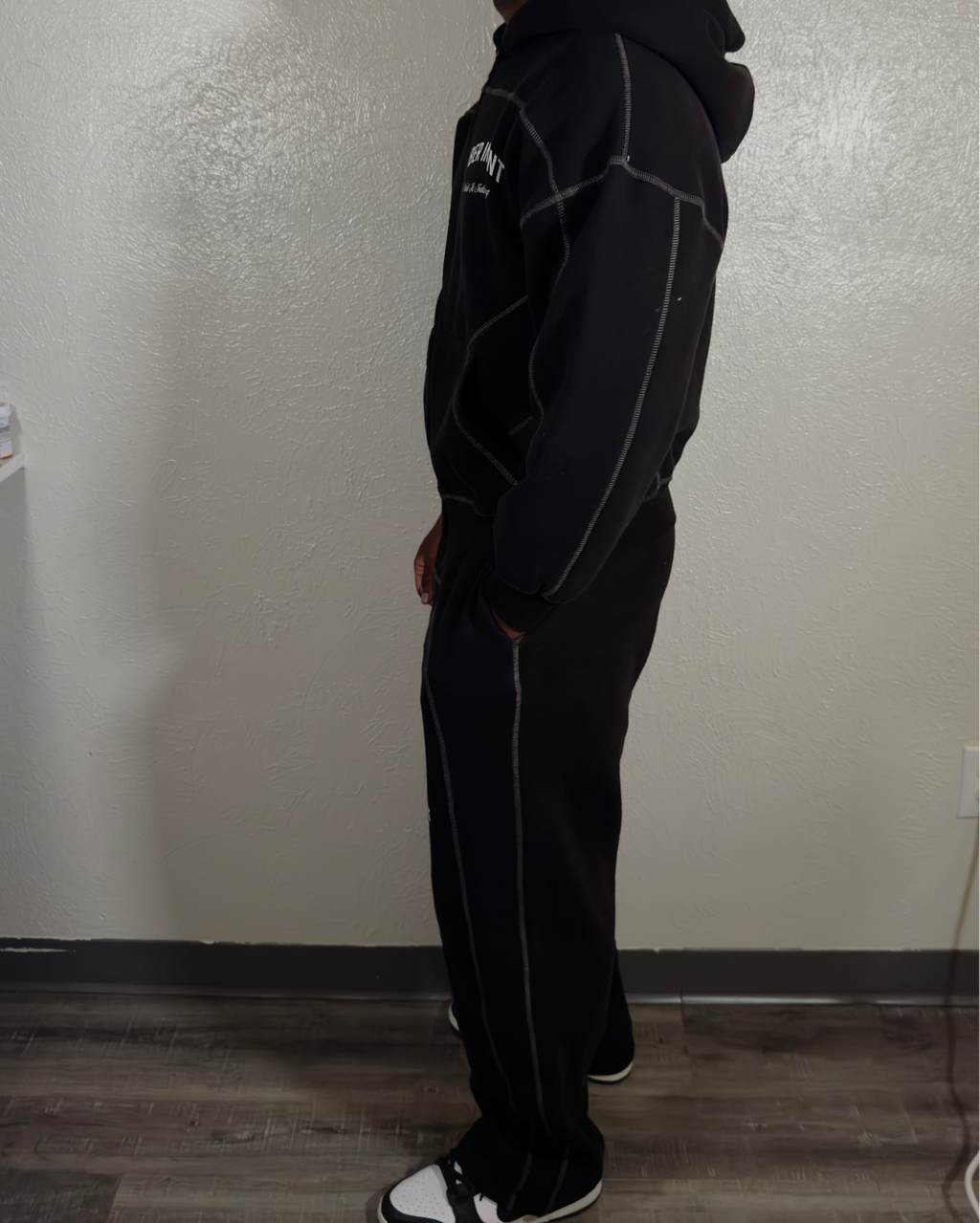 "SOBER INTENT" CONTRAST STITCH SWEATPANTS