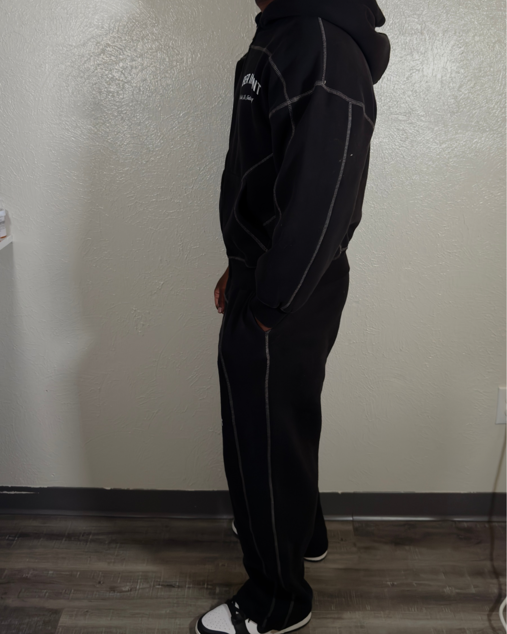 "SOBER INTENT" CONTRAST STITCH SWEATPANTS